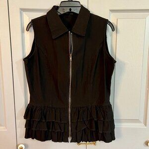 Vest with Ruffles, zip front.